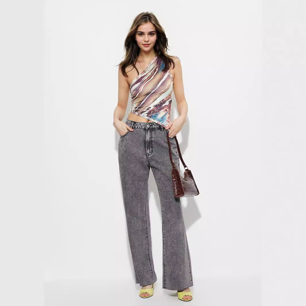 Jeans évasés pour femmes à taille haute et coutures détaillées Chic & Stil