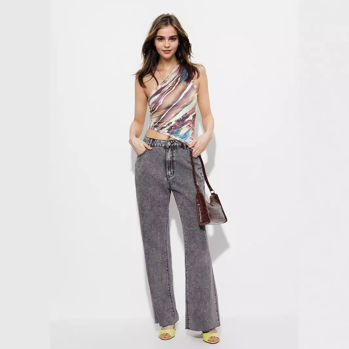 Jeans évasés pour femmes à taille haute et coutures détaillées Chic & Stil