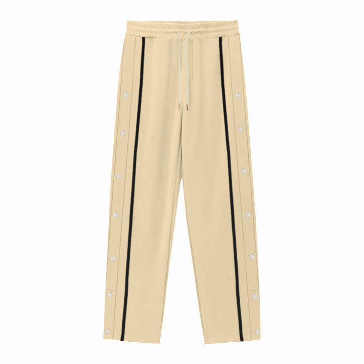 Ladies sporty leisure pants with side snap buttons and elastic waistband chic and style