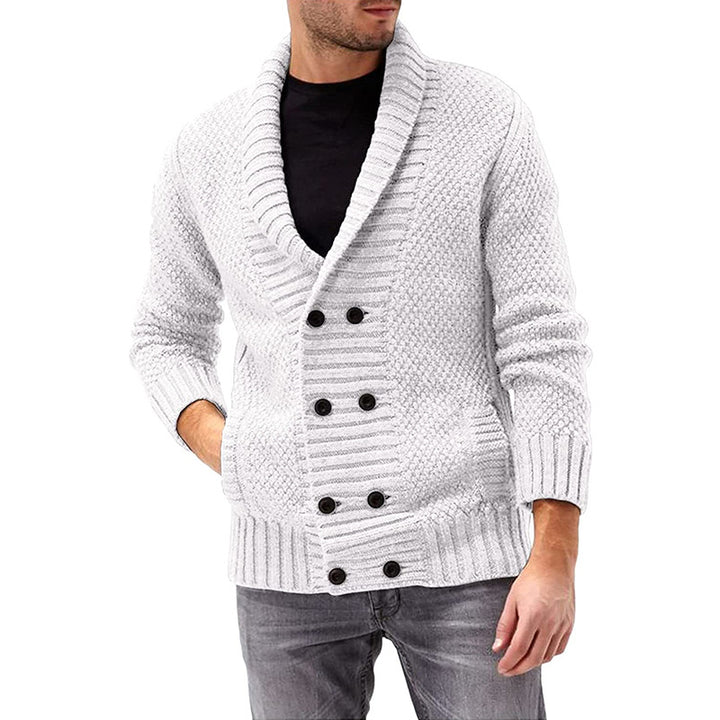 Men's knit jacket with double-breasted buttons and textured design Lune London