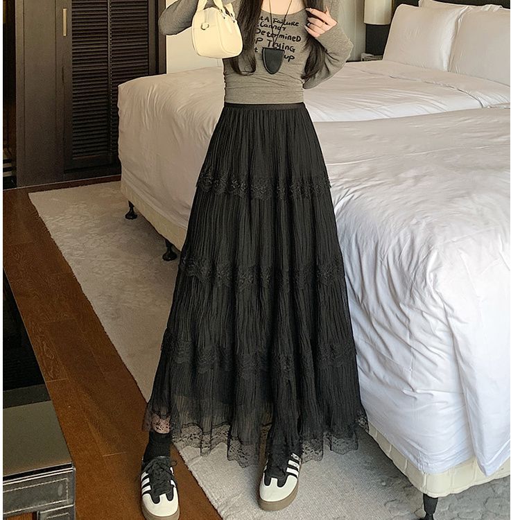 Jupe maxi femme avec bordure en dentelle ludique Chic & Stil