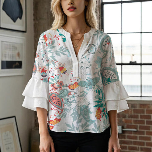 Women's flower creation with voluminous ruffled sleeves Lune London
