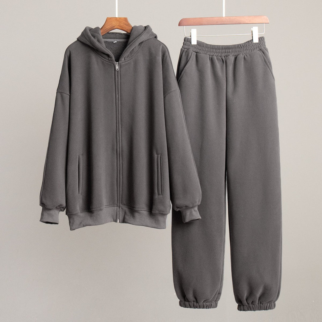 Women Comfortable Leisure Set with Hood and Elastic Waist Lune London