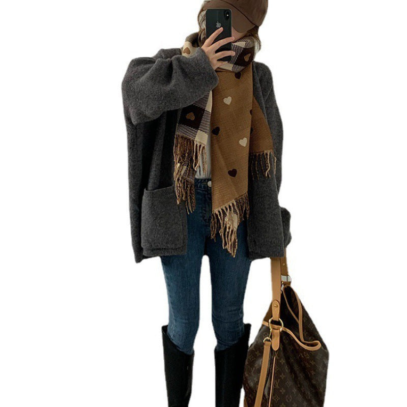 Gilet surdimensionné pour femmes avec poches pratiques et décolleté en V