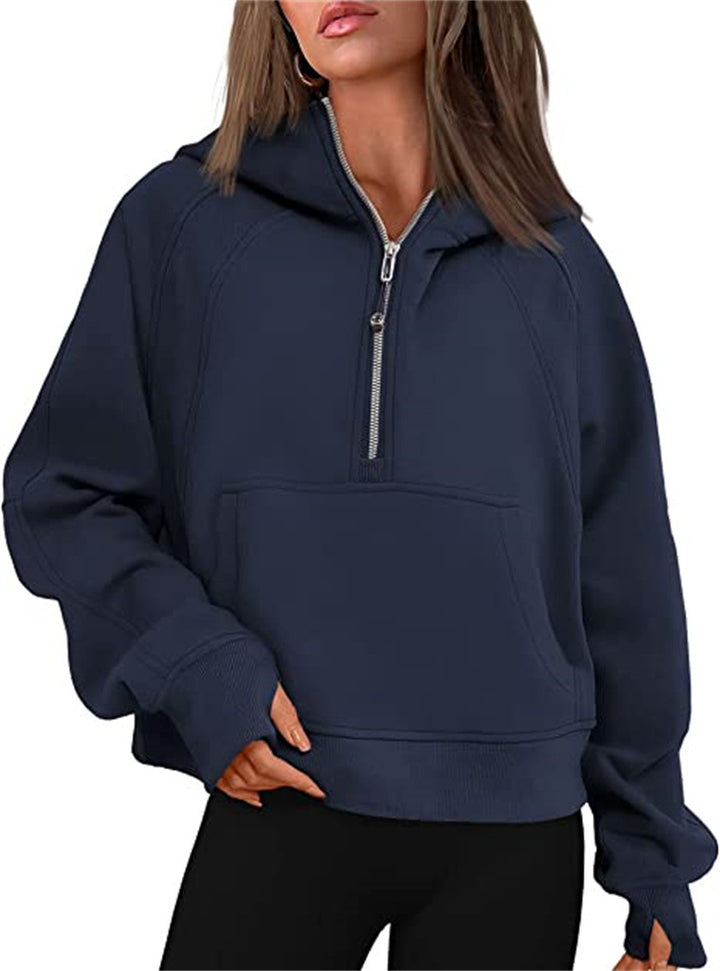 Ladies Oversized Hoodie with practical kangaroo pocket and zipper Lune London