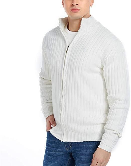 Men's knitted jacket with high collar and zipper Lune London