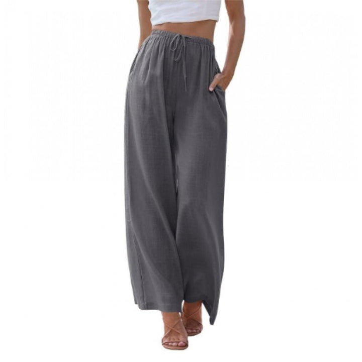 Wide palazzo pants for women with elastic waistband and side pockets Lune London