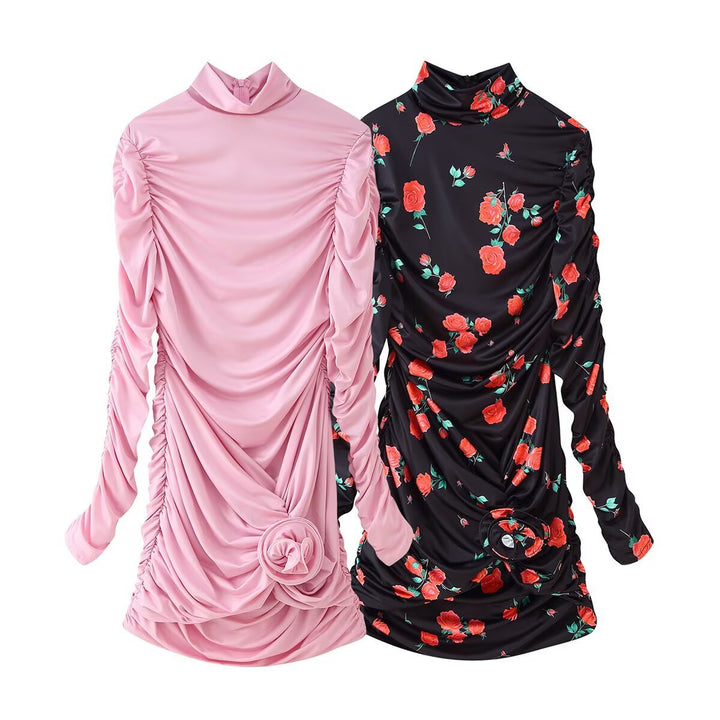 Elegant ruffled blouse for women with a high collar and floral detail Lune London
