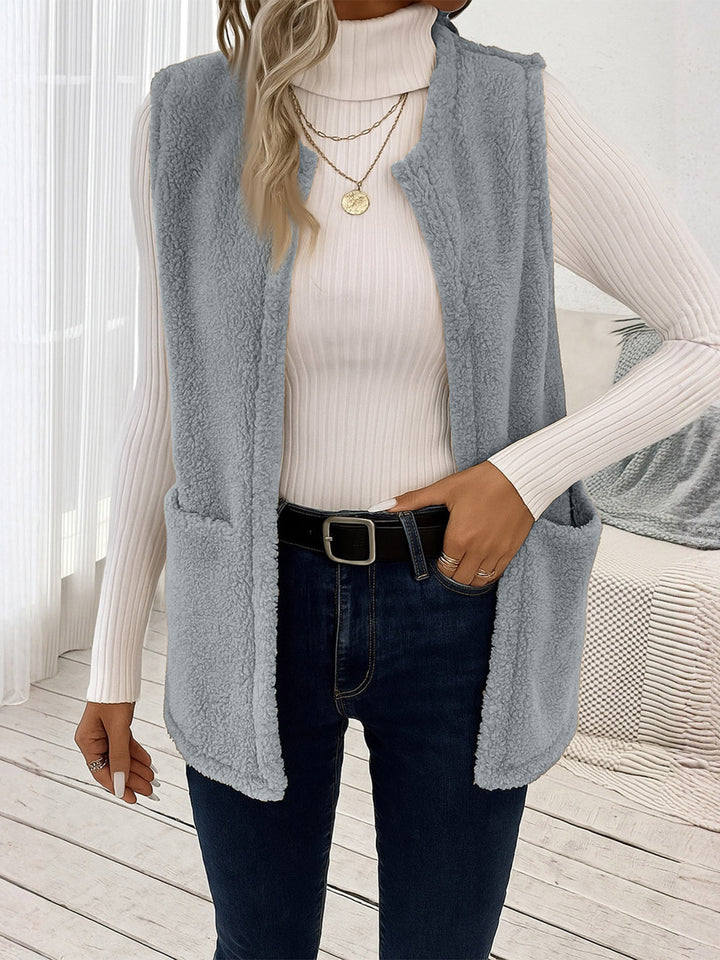 Women fluffy vest with deep pockets Lune London