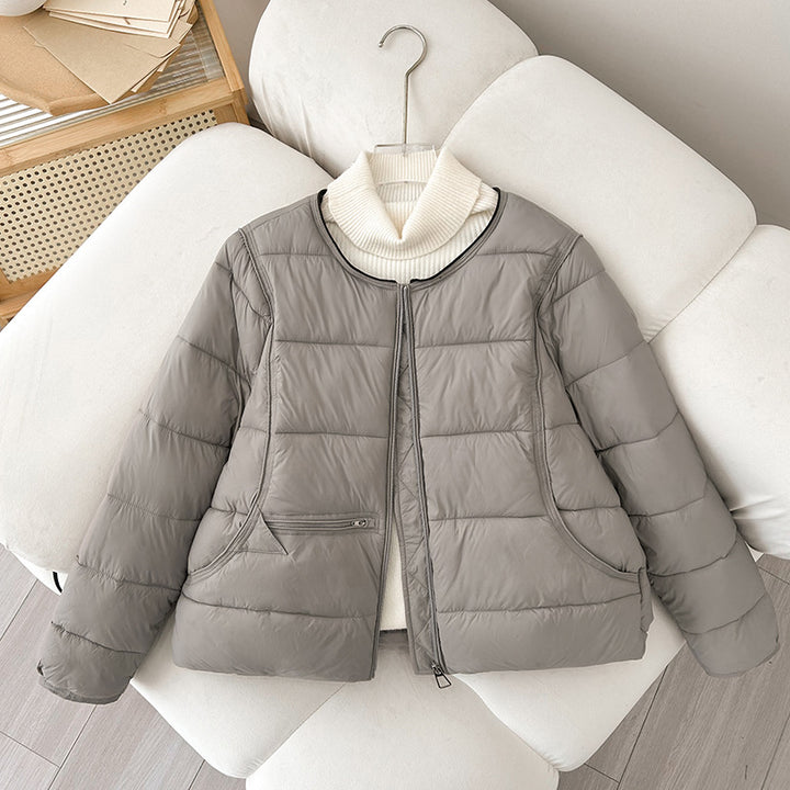 Women Comfortable Quilted Leisure Jacket with High Collar and Side Pockets Lune London