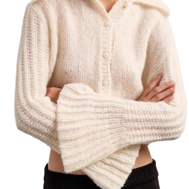 Knit jacket for women with wide sleeves and a textured pattern Lune London