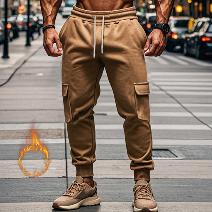 Men's Sporty Cargo Jogging Pants with Elastic Waistband and Practical Pockets Lune London