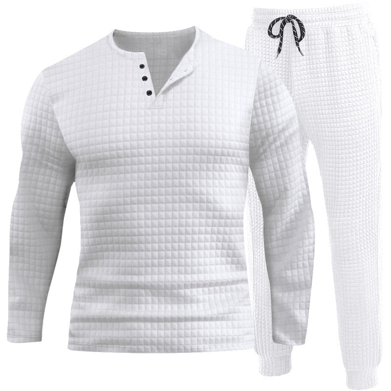 Three-piece set for men with textured long sleeve t-shirt and jogger pants Lune London