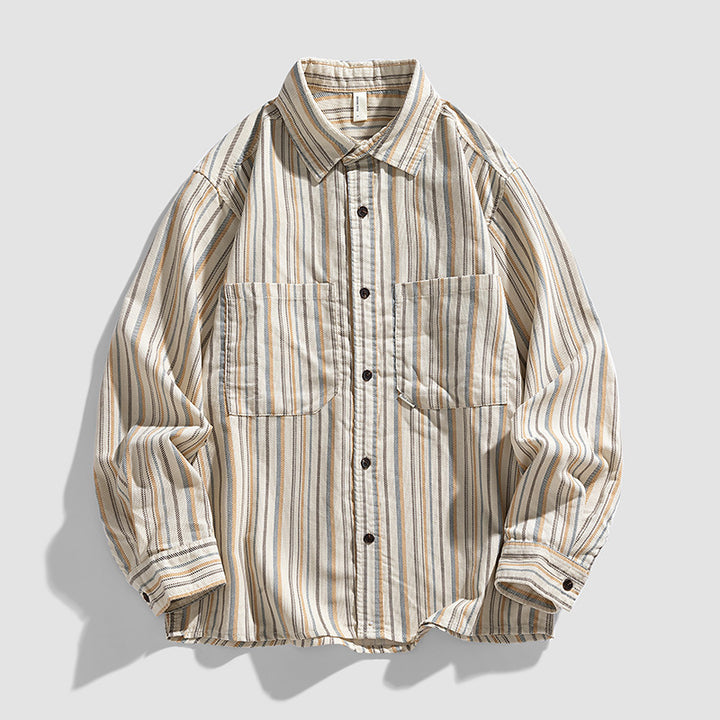 Women Long Sleeve Shirt with Decorative Striped Pattern Lune London
