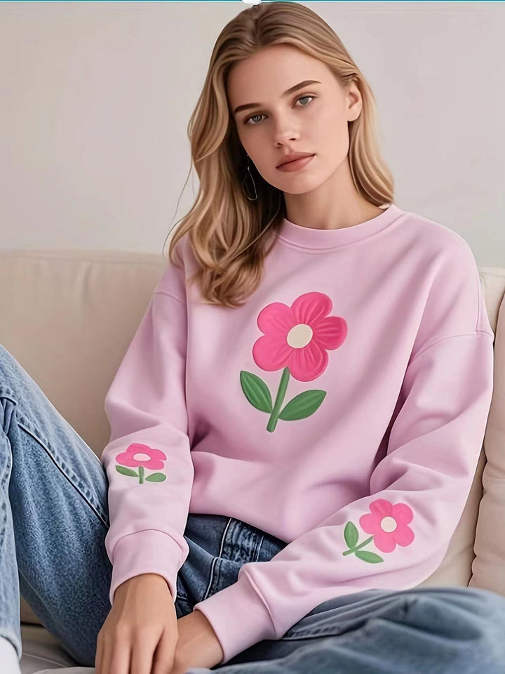 Women's sweatshirt with colorful floral pattern Lune London