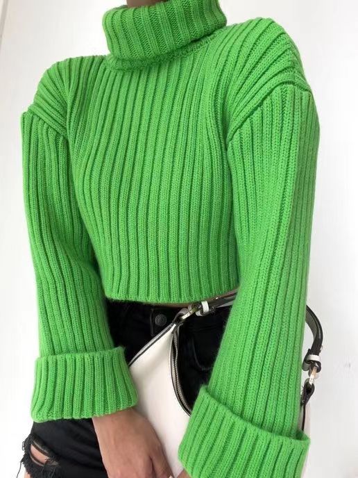 Women's Knitted Sweater with High Collar Lune London