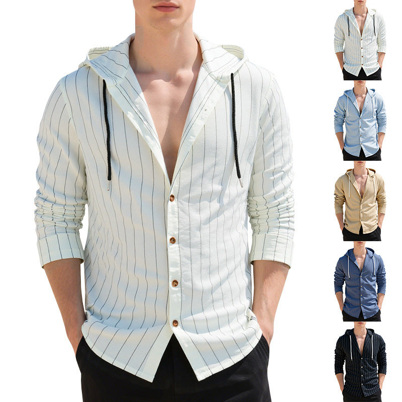 Men's casual hoodie shirt with textured design and button placket Lune London