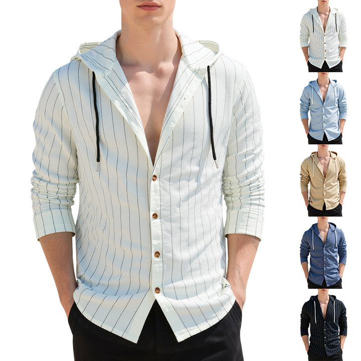 Men's casual hoodie shirt with textured design and button placket Lune London
