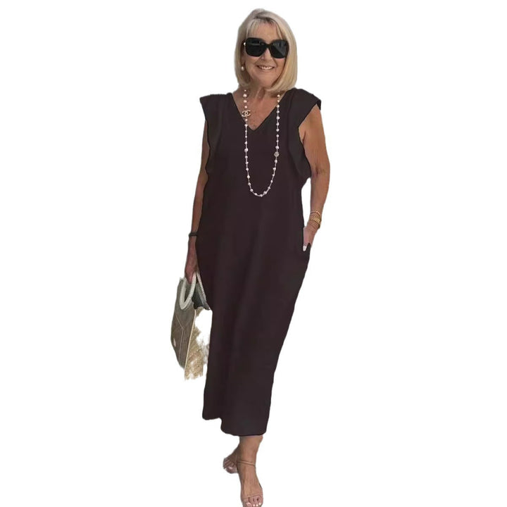 Maxi dress for women with V-neck and raglan sleeves Lune London