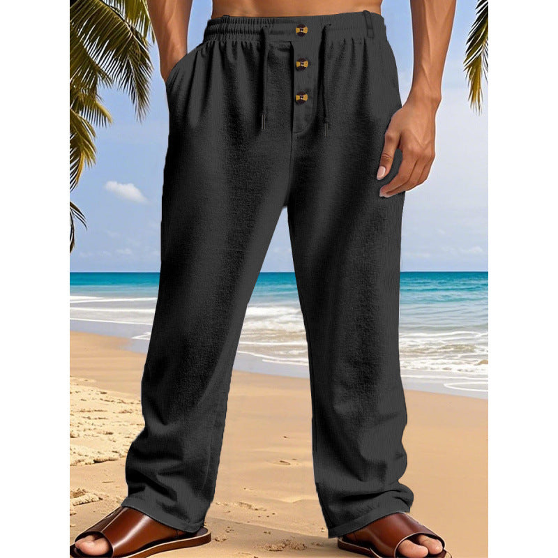 Comfortable summer leisure pants for men with elastic waistband and modern button details Lune London