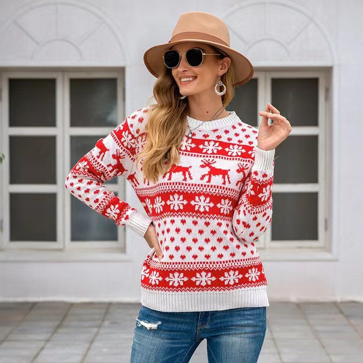 Christmas sweater for women with festive reindeer design and classic Norwegian pattern Lune London
