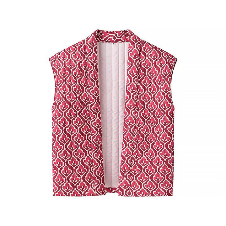 Quilted jacket for women with floral pattern and open design Lune London
