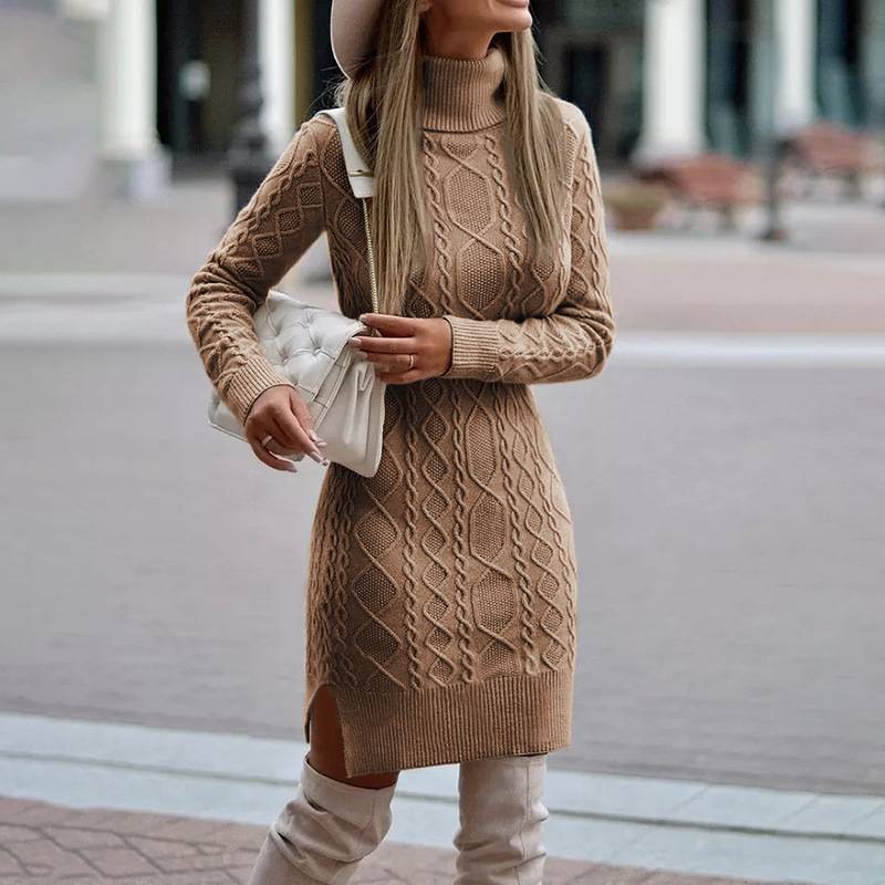 Lune London Women's Knit Dress with Turtleneck