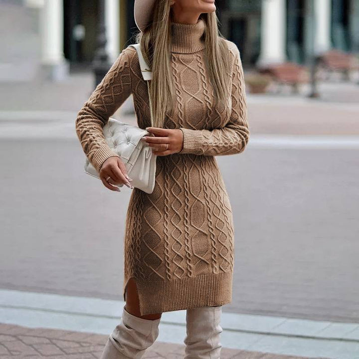 Lune London Women's Knit Dress with Turtleneck