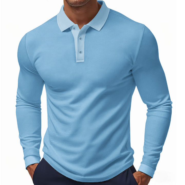 Long sleeve polo for men with textured design Lune London