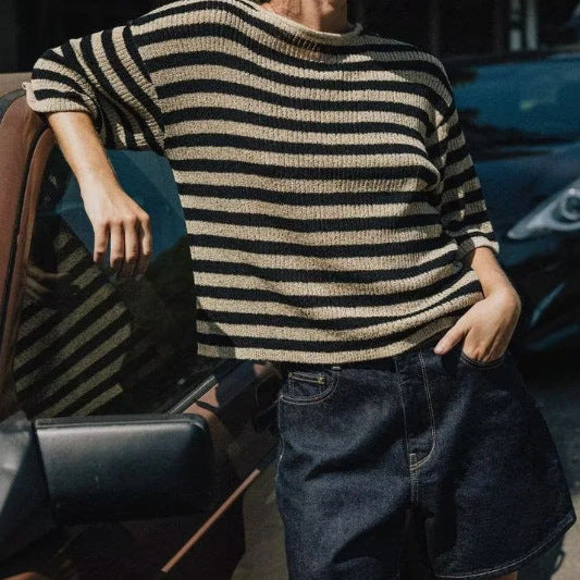 Knit sweater for women with a stylish striped pattern and a soft material Lune London