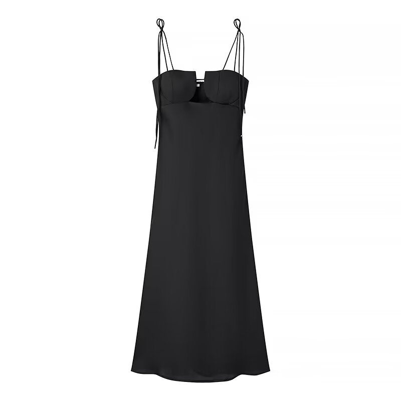 Maxi dress for women with adjustable spaghetti straps and elegant cut Lune London