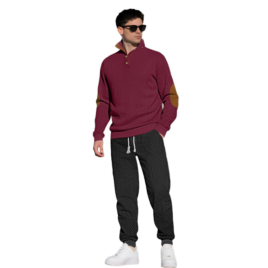 Comfortable knitted sweater for men with a high collar and trendy buttons Lune London