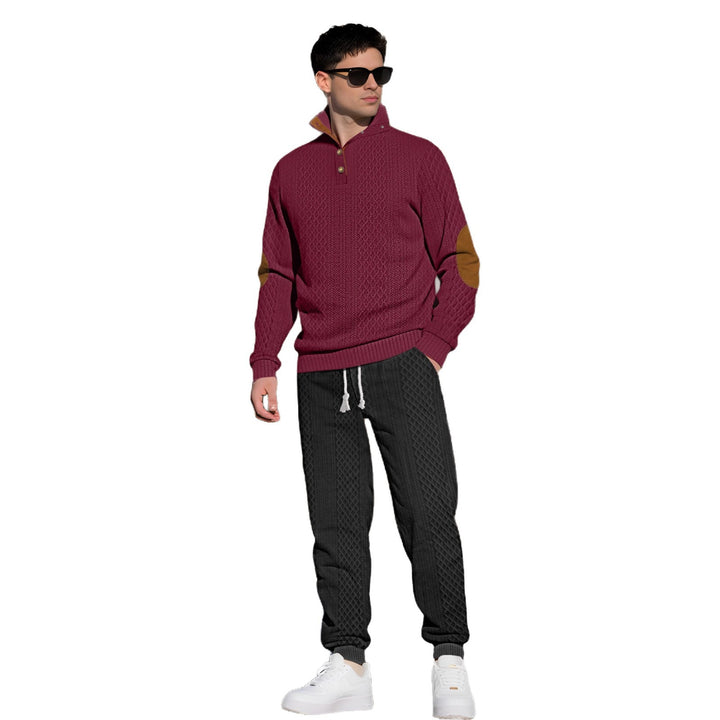 Comfortable knitted sweater for men with a high collar and trendy buttons Lune London