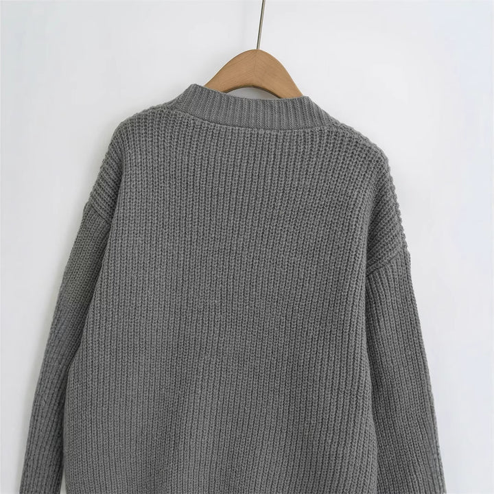 Knit jacket for women with large pockets and button details Lune London