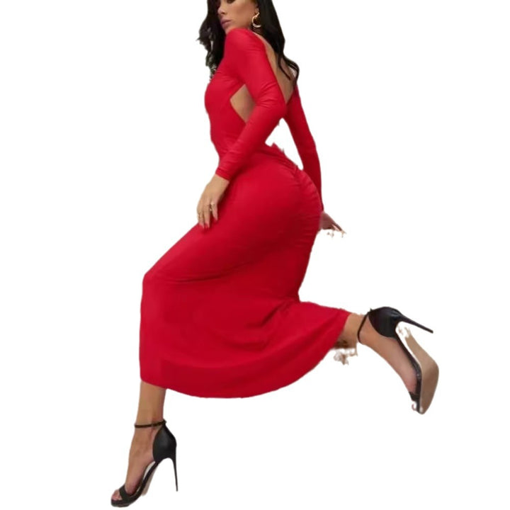 Ladies Elegant Maxi Dress with Cut-Out Details and Long Sleeve Lune London