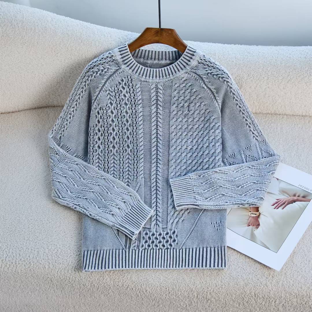 Cozy knitted sweater for women with a structured twisted pattern Lune London