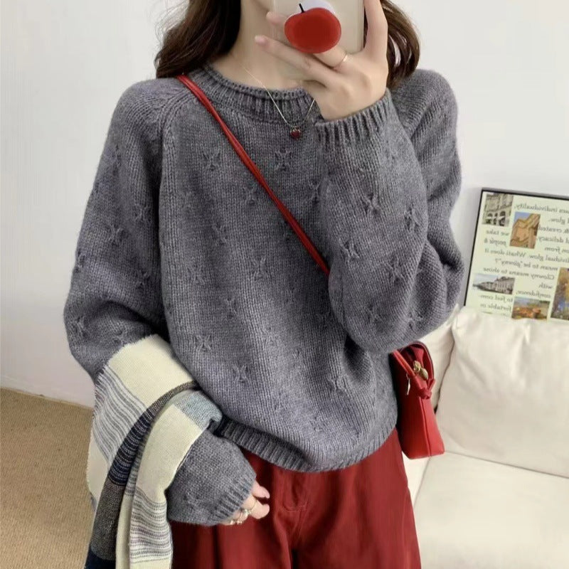 Women Cozy Knit Sweater with Textured Pattern Lune London