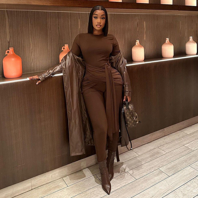Women complete outfit elegant with refined draping Lune London