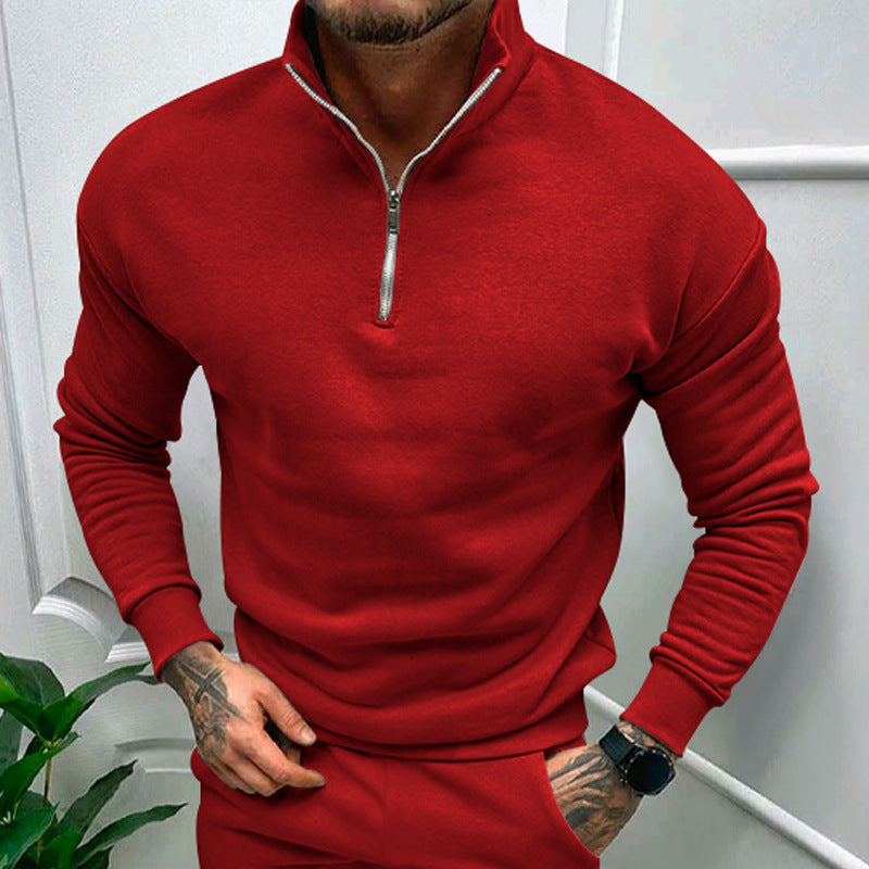 Elegant pullover for men with collar and practical zip Lune London