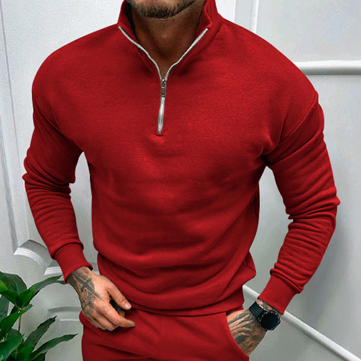 Elegant pullover for men with collar and practical zip Lune London
