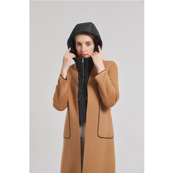 Hooded vest for women with high collar and adjustable hem Lune London
