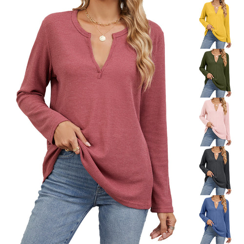 Lune London Women's Casual Waffle Knit T-Shirt