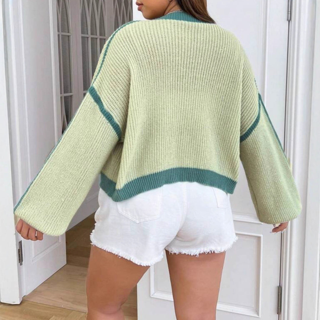 Thick knit jacket for women with flared sleeves and a catchy design Lune London