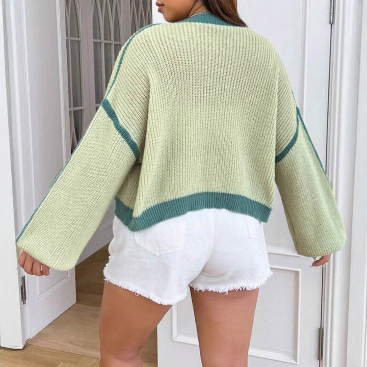 Thick knit jacket for women with flared sleeves and a catchy design Lune London