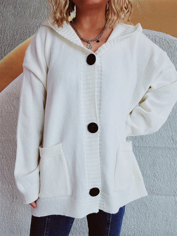 Cardigan confortable pour femmes avec capuche et poches appliquées Chic & Stil