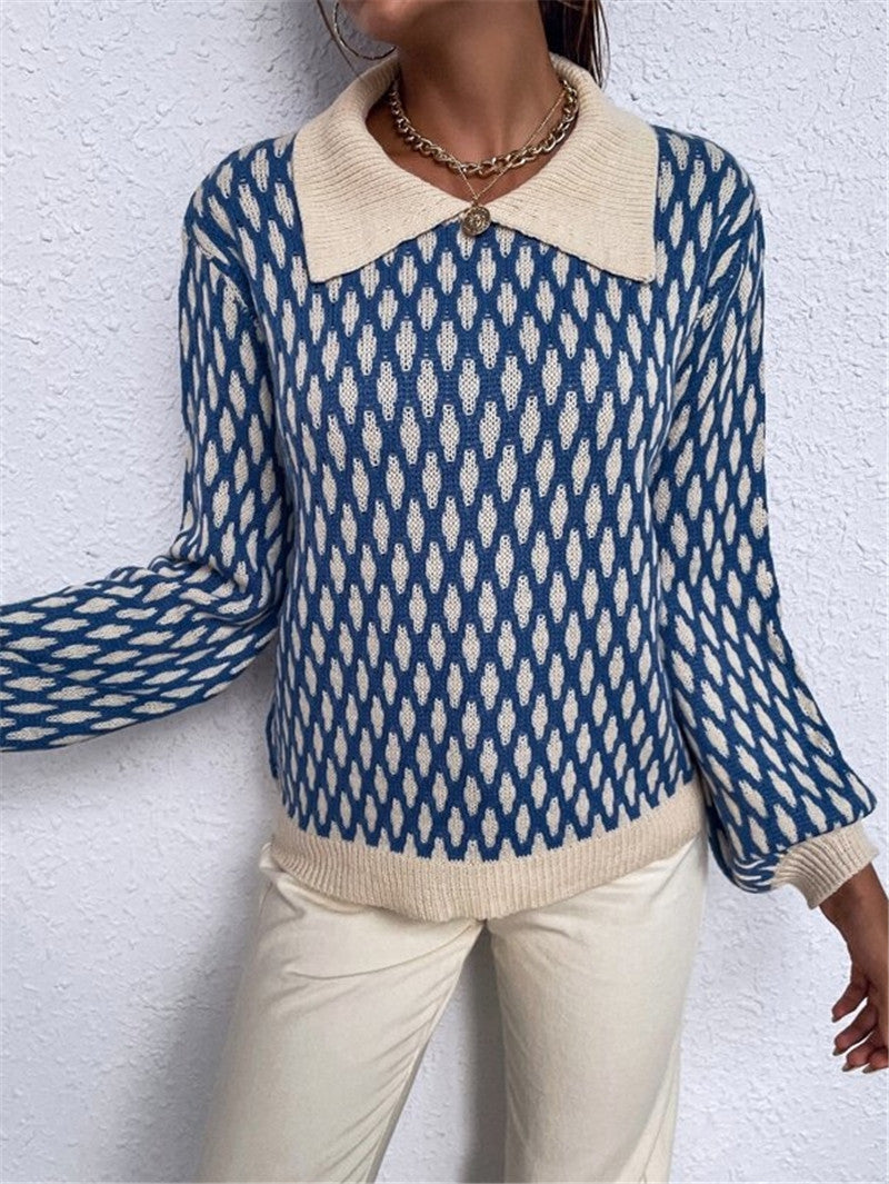 Pull femme designer avec col contrasté Lune London