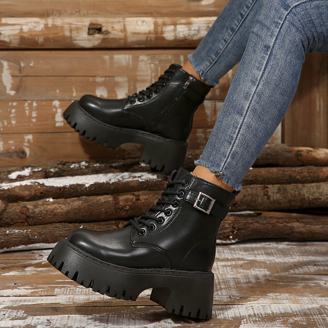 Women’s Sturdy Lace-Up Boots with Stylish Profile Sole Lune London