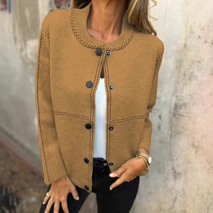 Ladies Loose Knit Vest with Buttons and Decorative Stitching Lune London
