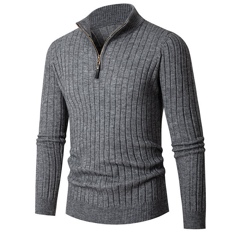 Elegant knitted sweater for men with full zip and ribbed texture Lune London