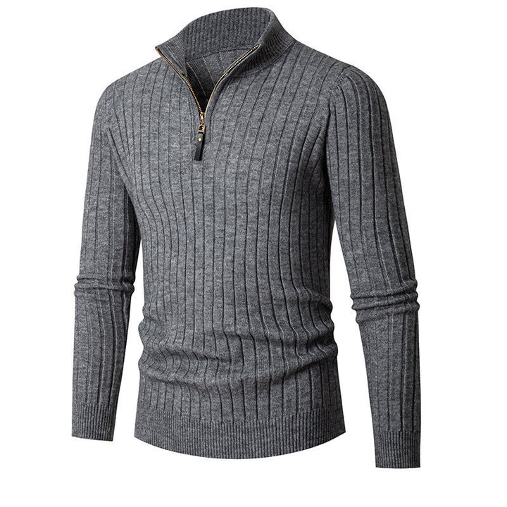 Elegant knitted sweater for men with full zip and ribbed texture Lune London